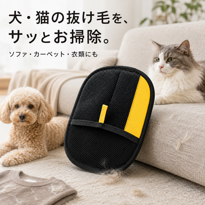 なでるだけでスッキリ｜ペットの抜け毛お掃除グローブ