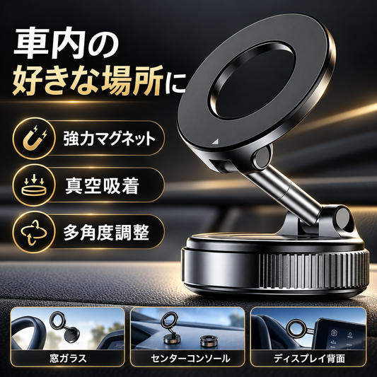 ピタッとスマート 車載マグネットスマホホルダー